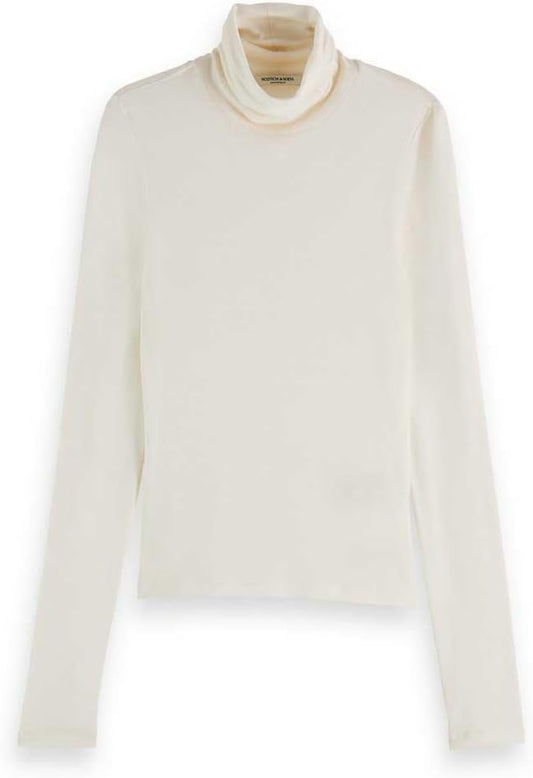 Damen Roll Up Neck Ls T-Shirt T-Shirt