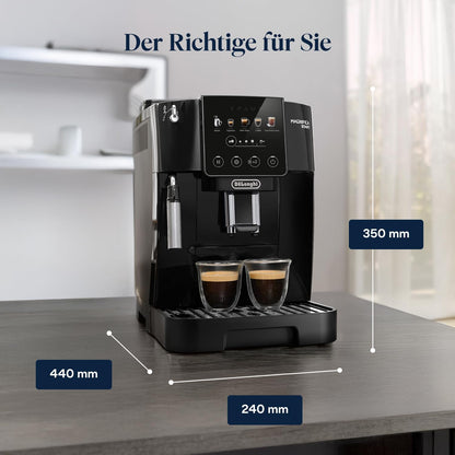 Magnifica Start ECAM220.91.B- Perfetto Kaffeevollautomat mit LatteCrema-Milchaufschäumer,4 One-Touch-Getränke,Soft-Touch-Bedienfeld,Cappuccino,Espresso Kaffeemaschine,Schwarz