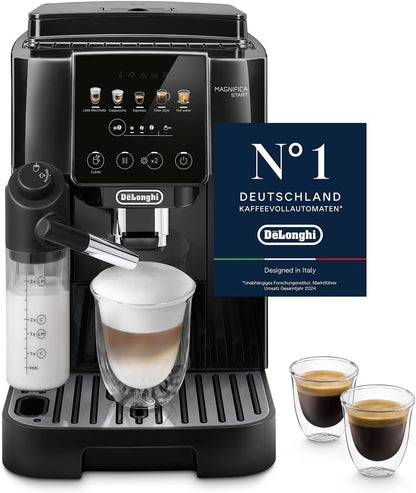 Magnifica Start ECAM220.91.B- Perfetto Kaffeevollautomat mit LatteCrema-Milchaufschäumer,4 One-Touch-Getränke,Soft-Touch-Bedienfeld,Cappuccino,Espresso Kaffeemaschine,Schwarz