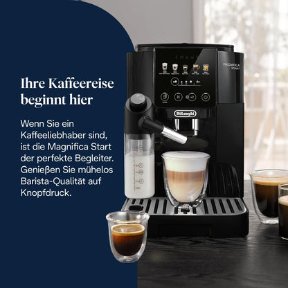 Magnifica Start ECAM220.91.B- Perfetto Kaffeevollautomat mit LatteCrema-Milchaufschäumer,4 One-Touch-Getränke,Soft-Touch-Bedienfeld,Cappuccino,Espresso Kaffeemaschine,Schwarz